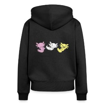 Twink Flag Pride LGBTQ Axolotl - Sweat à capuche zippé Premium bio Femme - noir - Dos - Julia (174cm)