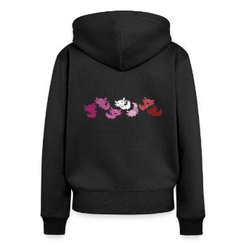 Lipstick Lesbian Flag Gay Pride LGBTQ Axolotl - Frauen Premium Bio Zip Hoodie - Schwarz - Hinten - Julia (174cm)