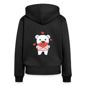Polar bear for Valentine's Day cute animals with hearts - Women's Premium Organic Zip Hoodie - black - Back - Julia (174cm)