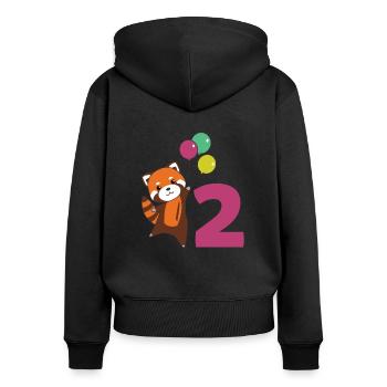 Red Panda Deuxième anniversaire Balloons Enfants - Sweat à capuche zippé Premium bio Femme - noir - Dos - Julia (174cm)