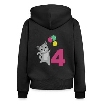Ballons de quatrième anniversaire de chat pour enfants - Sweat à capuche zippé Premium bio Femme - noir - Dos - Julia (174cm)