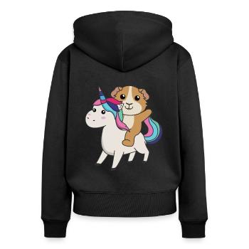 Cochon d’Inde Licorne Animaux mignons Licornes - Sweat à capuche zippé Premium bio Femme - noir - Dos - Julia (174cm)