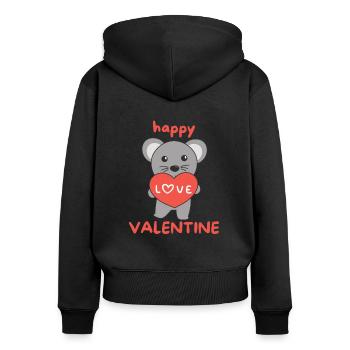 Souris pour la Saint-Valentin animaux mignons avec des cœurs - Sweat à capuche zippé Premium bio Femme - noir - Dos - Julia (174cm)