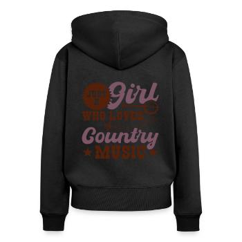 Just a girl who loves country music - Women's Premium Organic Zip Hoodie - black - Back - Julia (174cm)