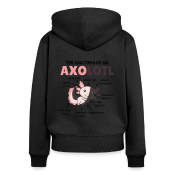 Explication de l’axolotl Anatomie d’un axolotl chimère - Sweat à capuche zippé Premium bio Femme - noir - Dos - Julia (174cm)
