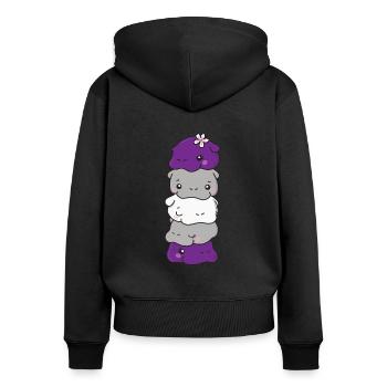 grisdrapeau sexuel fierté LGBTQ mignon hippopotame - Sweat à capuche zippé Premium bio Femme - noir - Dos - Julia (174cm)