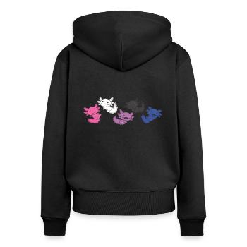 Genderfluid Flag Pride LGBTQ Axolotl - Frauen Premium Bio Zip Hoodie - Schwarz - Hinten - Julia (174cm)