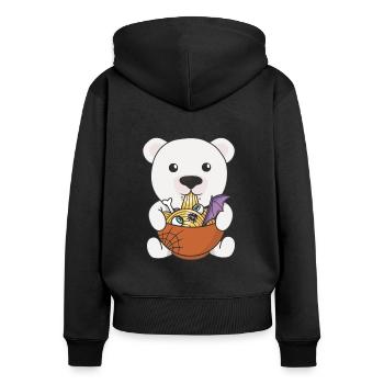 Nudeln japanische Nudeln Halloween Eisbär Ramen - Frauen Premium Bio Zip Hoodie - Schwarz - Hinten - Julia (174cm)