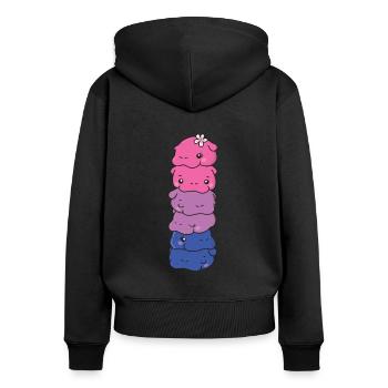 Bi Flag Pride LGBTQ Mignon Hippopotame - Sweat à capuche zippé Premium bio Femme - noir - Dos - Julia (174cm)