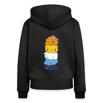 Aroace Flag Pride LGBTQ Cute Hippo - Women's Premium Organic Zip Hoodie - black - Back - Julia (174cm)