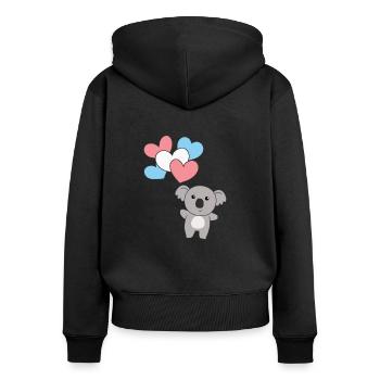 Transgender Flagge Ballon Herzen Pride LGBTQ Koala - Frauen Premium Bio Zip Hoodie - Schwarz - Hinten - Julia (174cm)