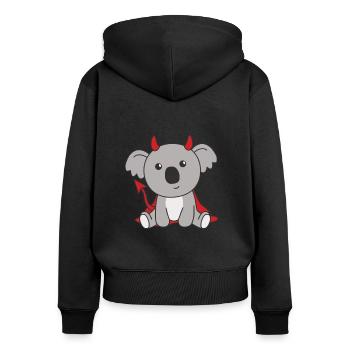 Koala Halloween Mignon Diable Enfants Sorcières Costume - Sweat à capuche zippé Premium bio Femme - noir - Dos - Julia (174cm)