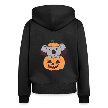 Koala Halloween Costume de chauve-souris de citrouille - Sweat à capuche zippé Premium bio Femme - noir - Dos - Julia (174cm)