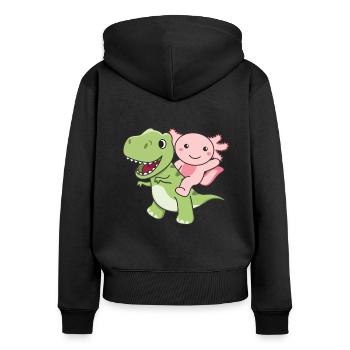 Axolotl monte sur le dino sucré T-Rex avec axolotls - Sweat à capuche zippé Premium bio Femme - noir - Dos - Julia (174cm)