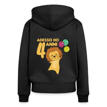Enfants 4ème anniversaire Léo 4 ans Lion - Sweat à capuche zippé Premium bio Femme - noir - Dos - Julia (174cm)