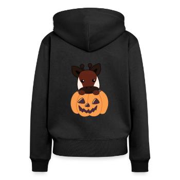 Okapi in Pumpkin Sweet Okapis Happy Halloween - Women's Premium Organic Zip Hoodie - black - Back - Julia (174cm)