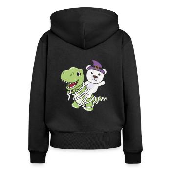 Polar Bear Happy Halloween T-Rex Mummy Costume - Women's Premium Organic Zip Hoodie - black - Back - Julia (174cm)