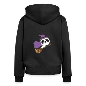 Panda Halloween Sorcière Enfants Sorcières Costume - Sweat à capuche zippé Premium bio Femme - noir - Dos - Julia (174cm)