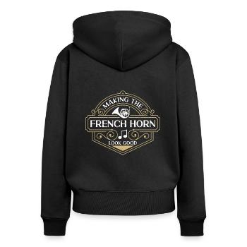 French Horn Making The French Horn Marching Band - Frauen Premium Bio Zip Hoodie - Schwarz - Hinten - Julia (174cm)