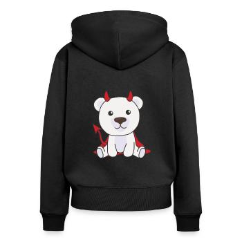 Ours polaire Halloween Mignon Diable Enfants Sorcières Costume - Sweat à capuche zippé Premium bio Femme - noir - Dos - Julia (174cm)