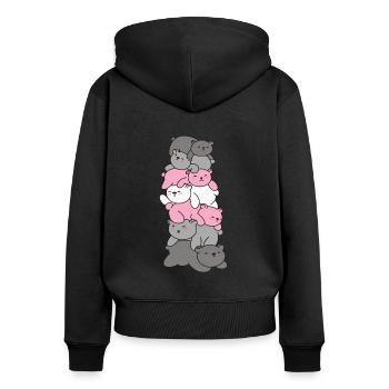 Demigirl Flag Pride LGBTQ Mignon Bear Bunch - Sweat à capuche zippé Premium bio Femme - noir - Dos - Julia (174cm)