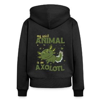 Mon animal spirituel est un axolotl doux axolotl - Sweat à capuche zippé Premium bio Femme - noir - Dos - Julia (174cm)
