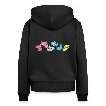 Genderflux Flag Pride LGBTQ Axolotl - Sweat à capuche zippé Premium bio Femme - noir - Dos - Julia (174cm)