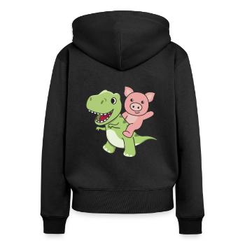 Promenades en cochon sur le dino sucré T-Rex avec des cochons - Sweat à capuche zippé Premium bio Femme - noir - Dos - Julia (174cm)
