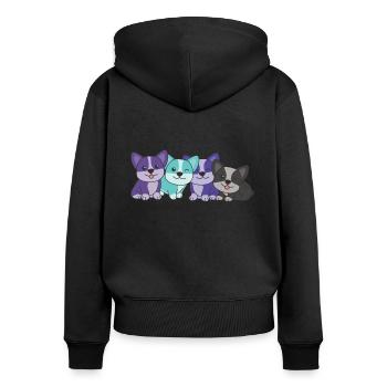 drapeau alexigenre corgi pride LGBTQ mignons chiens - Sweat à capuche zippé Premium bio Femme - noir - Dos - Julia (174cm)