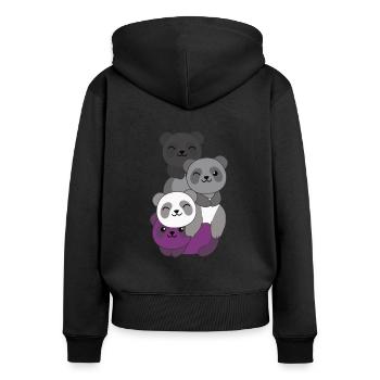 Asexuell Flag Pride LGBTQ süßer Panda Haufen - Frauen Premium Bio Zip Hoodie - Schwarz - Hinten - Julia (174cm)