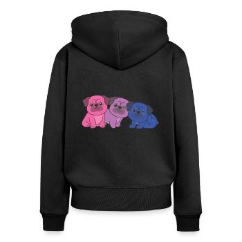 Bi Flag Pug Pride LGBTQ Mignons Chiens - Sweat à capuche zippé Premium bio Femme - noir - Dos - Julia (174cm)