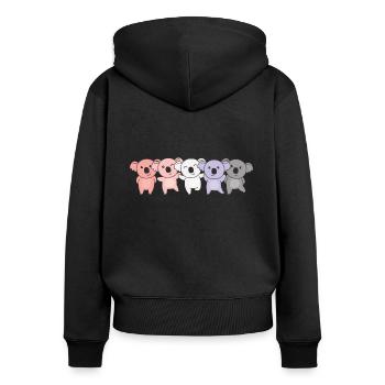 cupioromantic Flag Pride LGBTQ cute koala - Women's Premium Organic Zip Hoodie - black - Back - Julia (174cm)