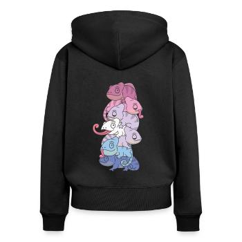 Bigender Flag Pride LGBTQ Chameleon Bunch - Sweat à capuche zippé Premium bio Femme - noir - Dos - Julia (174cm)
