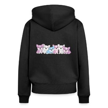 Intersexe Flag Corgi Pride LGBTQ Mignons Chiens - Sweat à capuche zippé Premium bio Femme - noir - Dos - Julia (174cm)