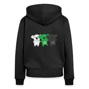 Neutrois Flag Pride LGBTQ Mignon Koala - Sweat à capuche zippé Premium bio Femme - noir - Dos - Julia (174cm)