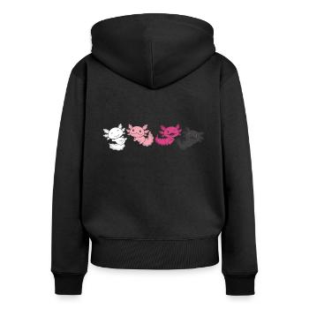Transfem Flag Pride LGBTQ Axolotl - Frauen Premium Bio Zip Hoodie - Schwarz - Hinten - Julia (174cm)