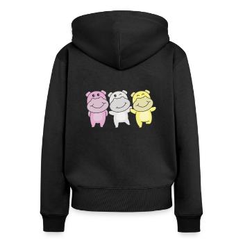 Twink Flag Pride LGBTQ Mignon Hippopotame - Sweat à capuche zippé Premium bio Femme - noir - Dos - Julia (174cm)
