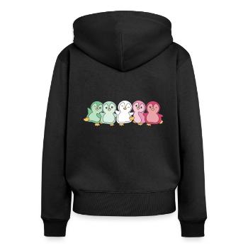 abrosexuell Flag Pride LGBTQ süße Pinguin - Frauen Premium Bio Zip Hoodie - Schwarz - Hinten - Julia (174cm)