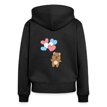Transgender Flagge Ballon Herz Pride LGBTQ Quokka - Frauen Premium Bio Zip Hoodie - Schwarz - Hinten - Julia (174cm)