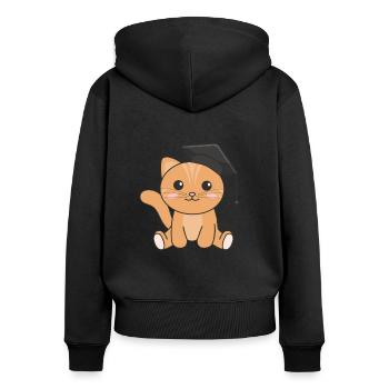 Kids Kindergarten nailed it Katze Graduation - Frauen Premium Bio Zip Hoodie - Schwarz - Hinten - Julia (174cm)