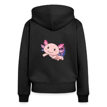 Bi Flag June Pride LGBTQ Axolotl - Frauen Premium Bio Zip Hoodie - Schwarz - Hinten - Julia (174cm)