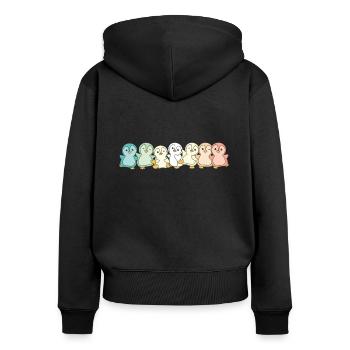 genderfloren Flag Pride LGBTQ süße Pinguin - Frauen Premium Bio Zip Hoodie - Schwarz - Hinten - Julia (174cm)
