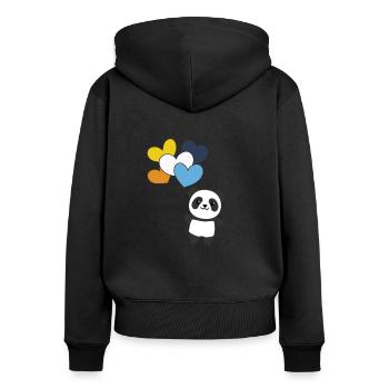 Aroace Flag Ballon Hearts Pride LGBTQ Panda - Sweat à capuche zippé Premium bio Femme - noir - Dos - Julia (174cm)