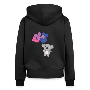 Bi Flagge Ballon Herzen Pride LGBTQ Koala - Frauen Premium Bio Zip Hoodie - Schwarz - Hinten - Julia (174cm)
