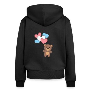 Drapeau transgenre Ballon Cœurs Fierté LGBTQ Ours - Sweat à capuche zippé Premium bio Femme - noir - Dos - Julia (174cm)