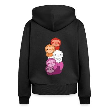 Lesbian Flag Pride LGBTQ Cute Sloth Bunch - Sweat à capuche zippé Premium bio Femme - noir - Dos - Julia (174cm)