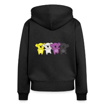 Nonbinary Flag Pride LGBTQ Cute Koala - Women's Premium Organic Zip Hoodie - black - Back - Julia (174cm)