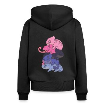 Omnisexual Flag Pride LGBTQ Chameleon Bunch - Sweat à capuche zippé Premium bio Femme - noir - Dos - Julia (174cm)