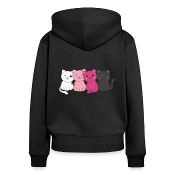 transfem Flag Pride LGBTQ cute cat pile - Women's Premium Organic Zip Hoodie - black - Back - Julia (174cm)