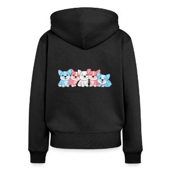 Drapeau transgenre Corgi Pride LGBTQ Mignons Chiens - Sweat à capuche zippé Premium bio Femme - noir - Dos - Julia (174cm)